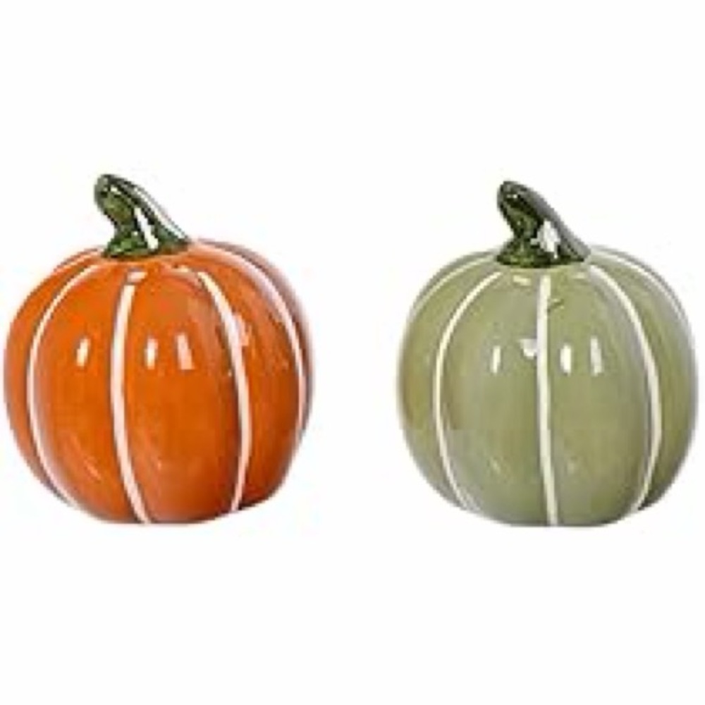 🌙 B40 The Bridge Collection Ceramic Pumpkin Set salt & pepper shakers